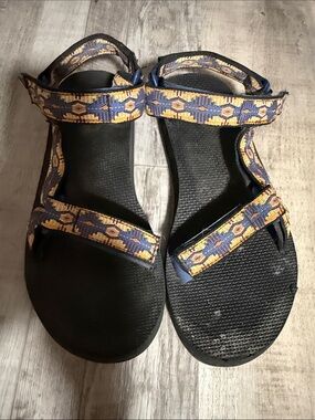Teva Women's Strappy Sandals in Blue and Gold